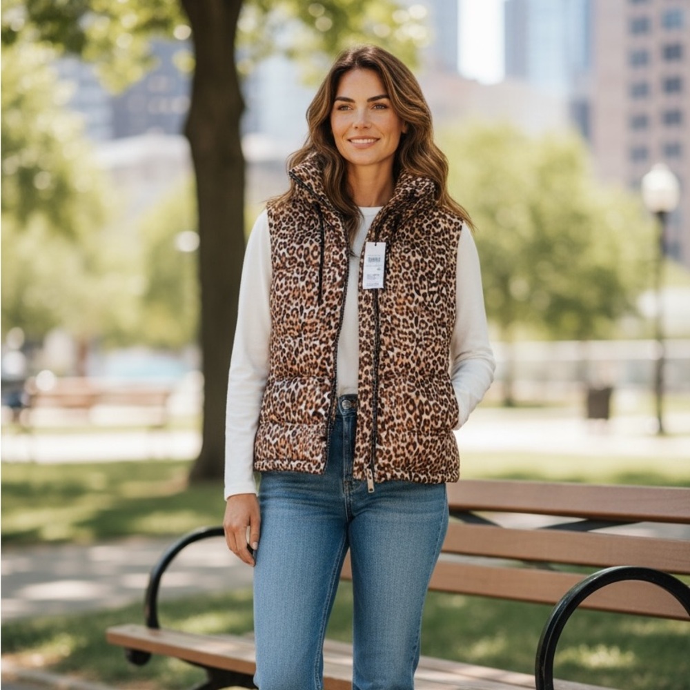 Calvin Klein Women's Animal Print Puffer Vest